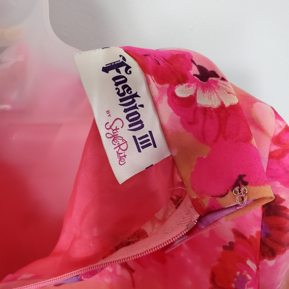 VTG 60s Hot Pink Flower Maxi Dress - US S - Picture 13 of 14